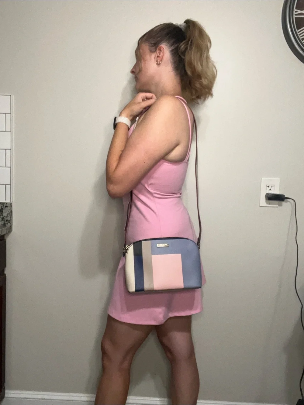 kate spade Colorblock Pastel Dome Crossbody in Light Blue, Pink, Cream & Navy